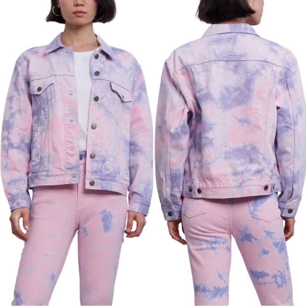 Levi original high rise 721 jeans, tie dye pink/purple size28